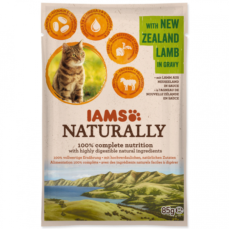 Iams Naturally Cat jehněčí v omáčce 85g