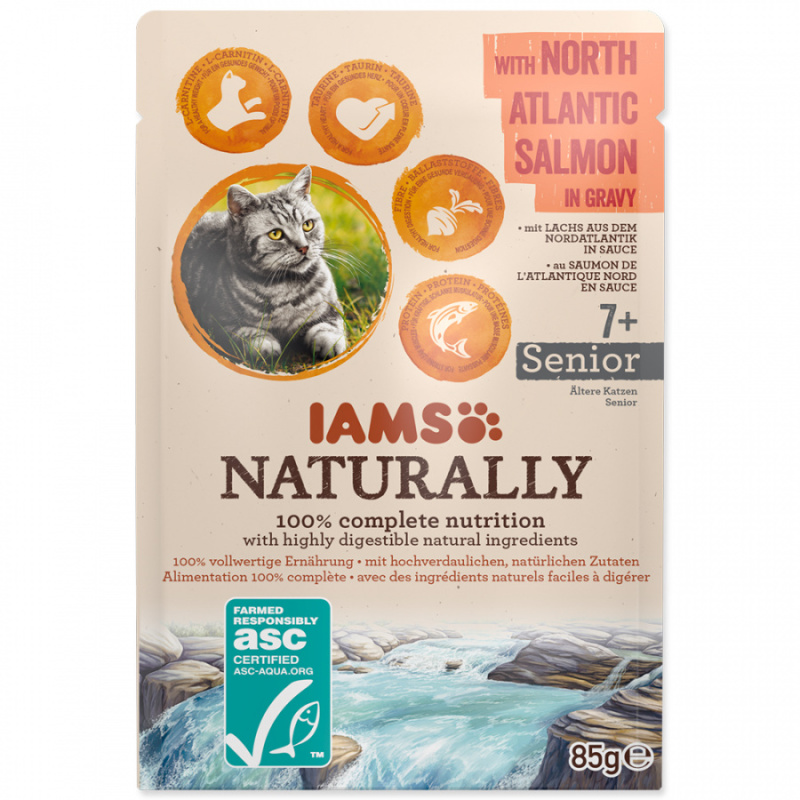 Iams Naturally Cat Senior losos v omáčce 85g