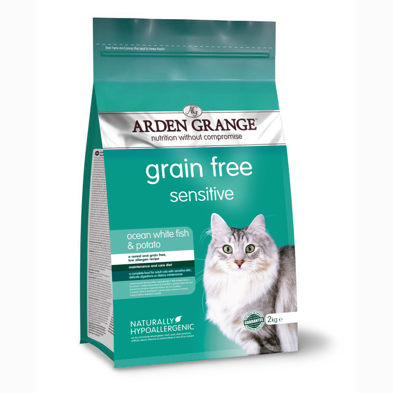 Arden Grange GF Cat Adult Sensitive Ocean White Fish & Potato 2kg